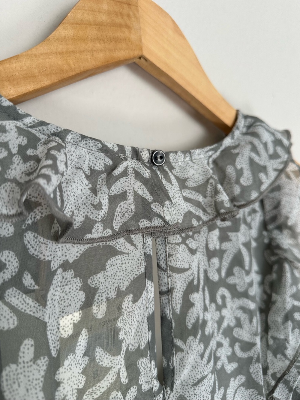 Lucky Brand Mesh Gray Floral Print Boho Cold-Shoulder Women's Flowy Mini Dress - Picture 8 of 10